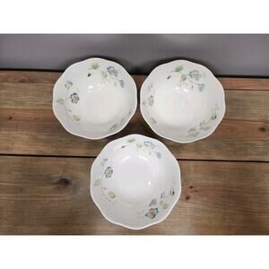 Lenox Butterfly Meadow 7" All-Purpose Bowl Set of 3 - White Porcelain Scalloped